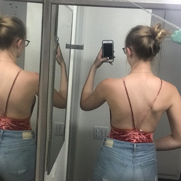 Crushed velvet orange/red tank top - Picture 3 of 3